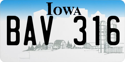 IA license plate BAV316