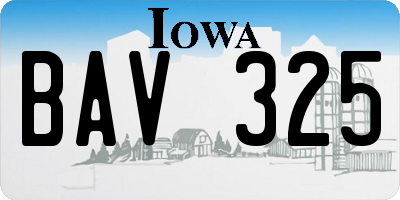 IA license plate BAV325