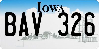 IA license plate BAV326