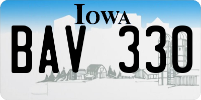 IA license plate BAV330