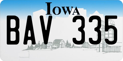IA license plate BAV335