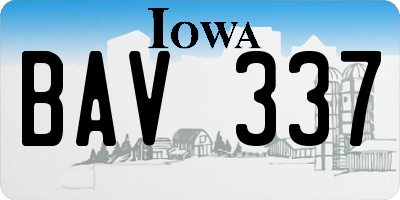 IA license plate BAV337