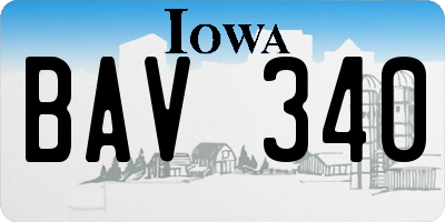 IA license plate BAV340