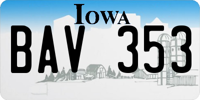 IA license plate BAV353