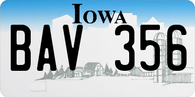 IA license plate BAV356