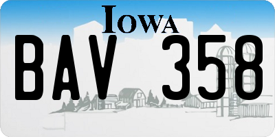IA license plate BAV358