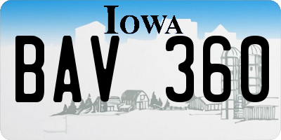 IA license plate BAV360