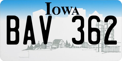 IA license plate BAV362