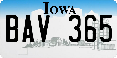 IA license plate BAV365