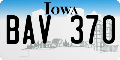 IA license plate BAV370