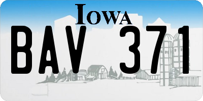 IA license plate BAV371