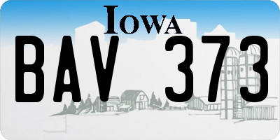 IA license plate BAV373