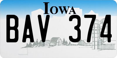 IA license plate BAV374
