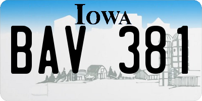 IA license plate BAV381