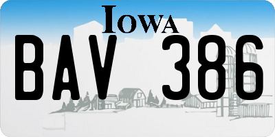 IA license plate BAV386