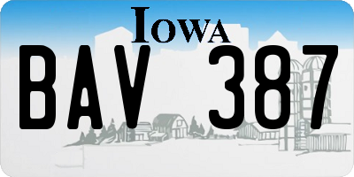 IA license plate BAV387