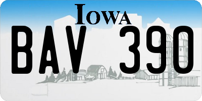 IA license plate BAV390