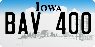 IA license plate BAV400