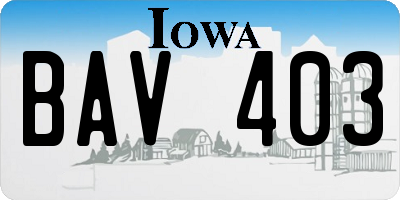 IA license plate BAV403