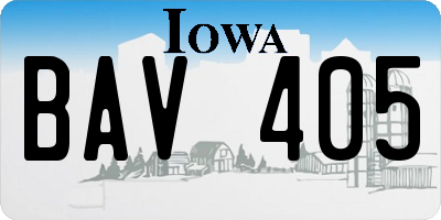 IA license plate BAV405