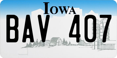 IA license plate BAV407