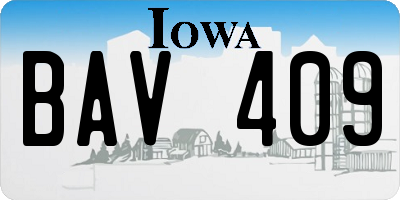 IA license plate BAV409