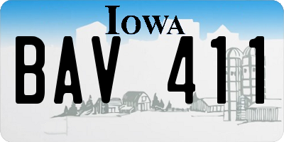 IA license plate BAV411