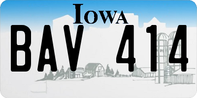 IA license plate BAV414