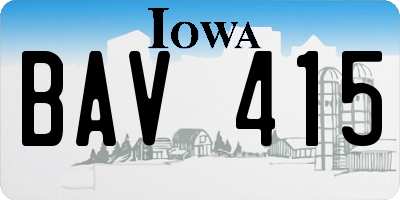 IA license plate BAV415