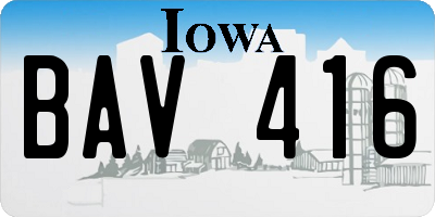 IA license plate BAV416