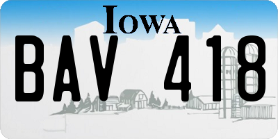 IA license plate BAV418