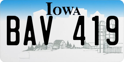 IA license plate BAV419