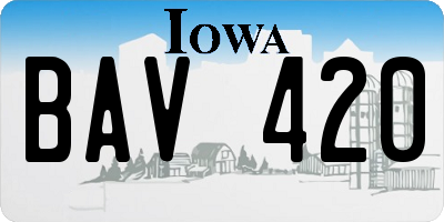 IA license plate BAV420