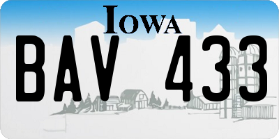 IA license plate BAV433