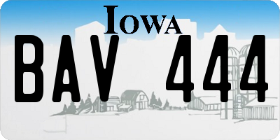 IA license plate BAV444