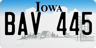 IA license plate BAV445