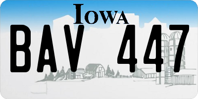IA license plate BAV447