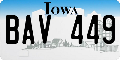 IA license plate BAV449