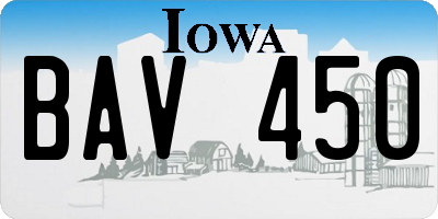 IA license plate BAV450