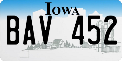 IA license plate BAV452
