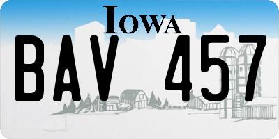IA license plate BAV457