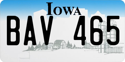 IA license plate BAV465