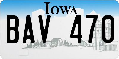 IA license plate BAV470