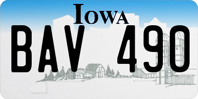 IA license plate BAV490
