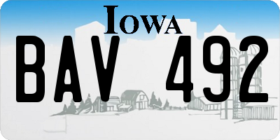IA license plate BAV492