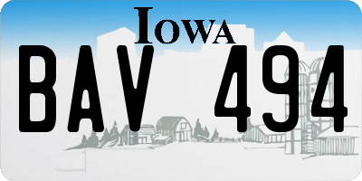 IA license plate BAV494