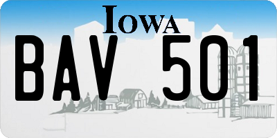 IA license plate BAV501