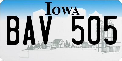 IA license plate BAV505