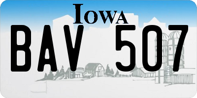 IA license plate BAV507