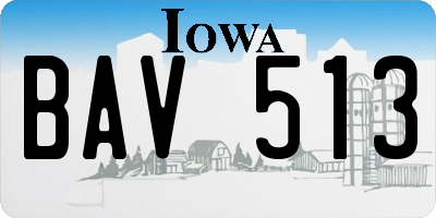 IA license plate BAV513